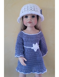 Robe, cape, chapeau et bottes ensemble au crochet pour poupée Hannah de Götz 2