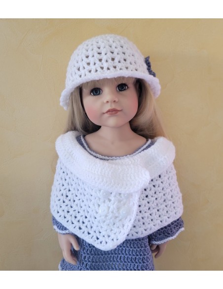 Robe, cape, chapeau et bottes ensemble au crochet pour poupée Hannah de Götz