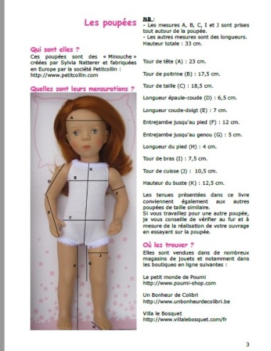 Livre de 19 patrons de crochet pour poupée de 32-34cm