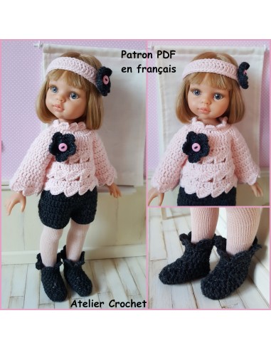 Pull, short, bandeau et bottines patron PDF de crochet pour Paola Reina Las Amigas