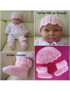 Bonnet et chaussons patron PDF de crochet pour bébé