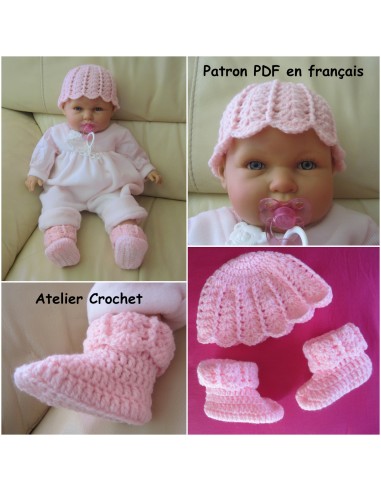 Bonnet et chaussons patron PDF de crochet pour bébé