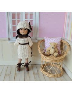 Ensemble robe, écharpe et bonnet au crochet pour poupée Ten Ping 2