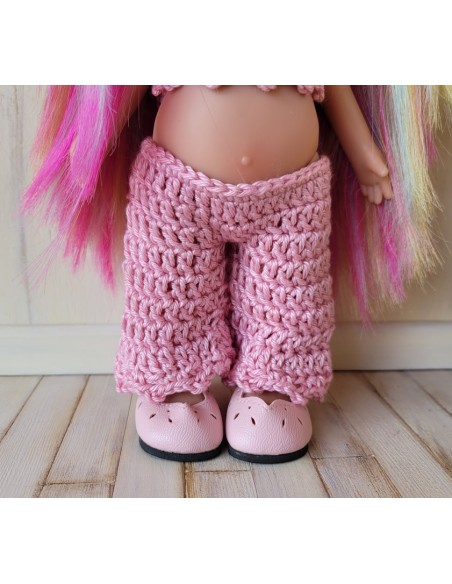 Pantalon, top, gilet et bandeau au crochet pour poupée Little Mia