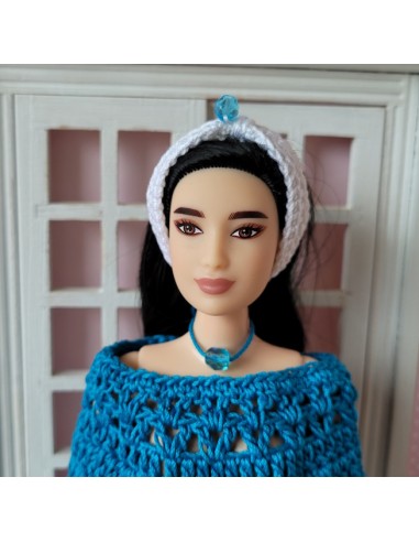 Ensemble tunique, pantalon et bandeau au crochet pour poupée Barbie Curvy