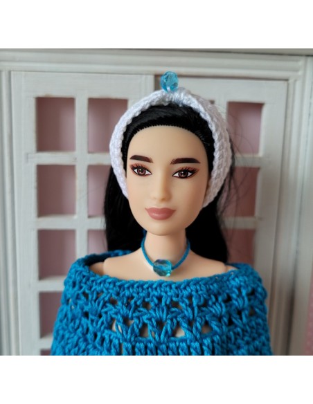 Ensemble tunique, pantalon et bandeau au crochet pour poupée Barbie Curvy