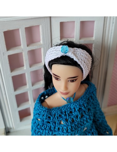 Ensemble tunique, pantalon et bandeau au crochet pour poupée Barbie Curvy