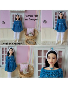 Tunique, pantalon et bandeau patron PDF de crochet pour poupée Barbie Curvy