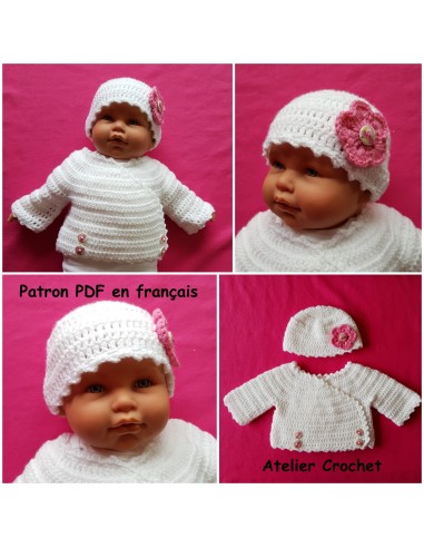 Cache-cœur et bonnet patron PDF de crochet pour bébé