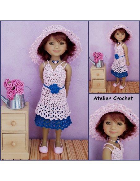 Robe, ceinture et chapeau patron PDF de crochet pour poupée Ruby Red Fashion Friends