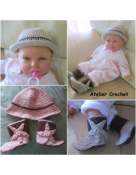 Bonnet et chaussons patron PDF de crochet pour bébé