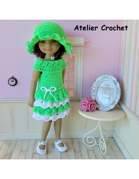 ensemble robe, chapeau et chaussures au crochet pour poupée Ruby Red Fashion Friends