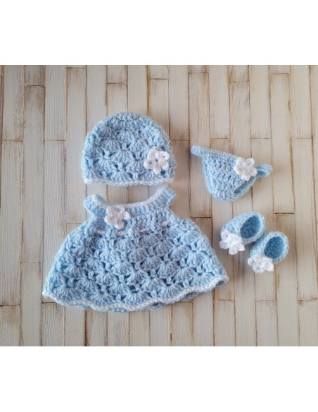 Patron PDF de 5 tenues au crochet pour poupon Paola Reina Los Peques