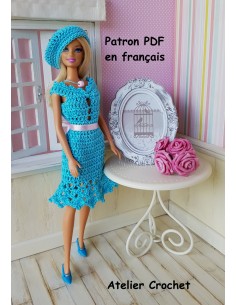 Robe et béret patron PDF de crochet pour poupée Barbie