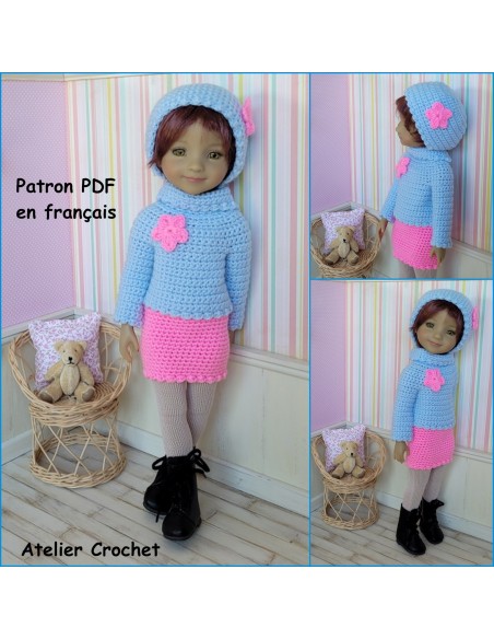 Jupe, pull et bonnet patron PDF de crochet pour poupée Ruby Red Fashion Friends