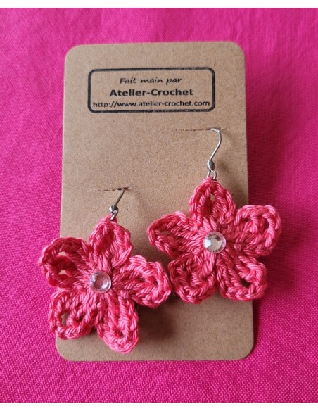 Boucles d'oreilles fleurs au crochet