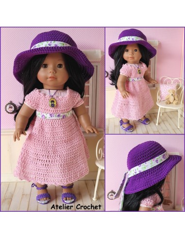 Robe, chapeau et chaussures patron PDF de crochet pour poupée Ma Corolle 36cm