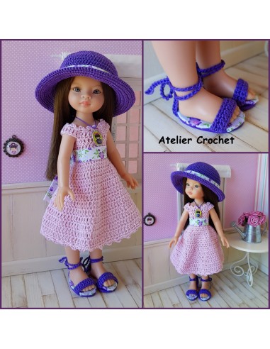 Robe, chapeau et chaussures patron PDF de crochet pour poupée Paola Reina Las Amigas