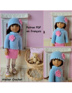 Jupe, pull et bonnet patron PDF de crochet pour poupée Ruby Red Siblies