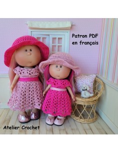 Patron PDF de crochet d'un duo de tenues pour poupée Mia et Little Mia Nines d'Onil