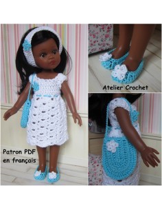 Robe, bandeau, sac et chaussures patron PDF de crochet pour poupée Paola Reina Las Amigas