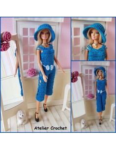 Combinaison et chapeau patron PDF de crochet pour poupée Barbie 2
