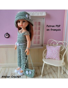 Combinaison, ceinture, sac, chaussures  et chapeau patron PDF de crochet pour poupée Paola Reina Las Amigas