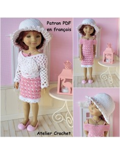 Robe, cache-coeur et chapeau patron PDF de crochet pour poupée Fashion Friends