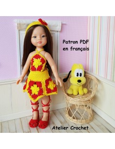 robe , bandeau et chaussures patron PDF de crochet pour poupée Paola Reina Las Amigas