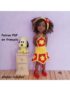 robe , bandeau et chaussures patron PDF de crochet pour poupée Ruby Red Fashion Friends