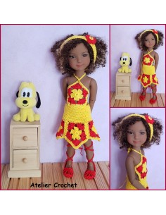 robe , bandeau et chaussures patron PDF de crochet pour poupée Ruby Red Fashion Friends 2