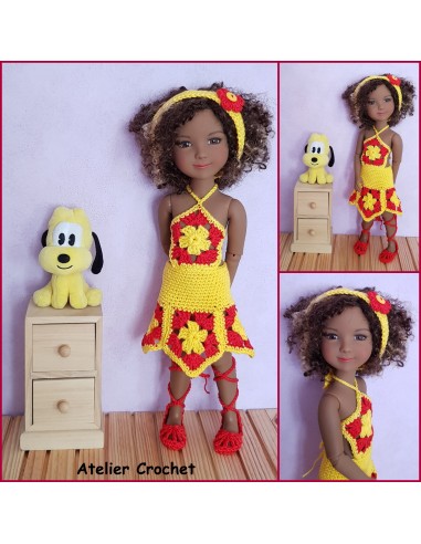 robe , bandeau et chaussures patron PDF de crochet pour poupée Ruby Red Fashion Friends