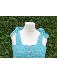 Top bleu ciel fait main au crochet 2