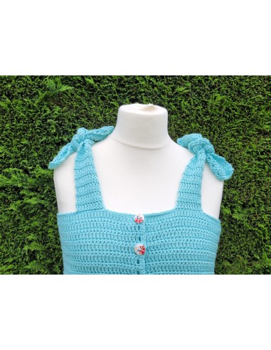 Top bleu ciel fait main au crochet
