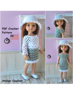 Robe, cache-coeur et chapeau patron PDF de crochet pour poupée Paola Reina Las Amigas 2