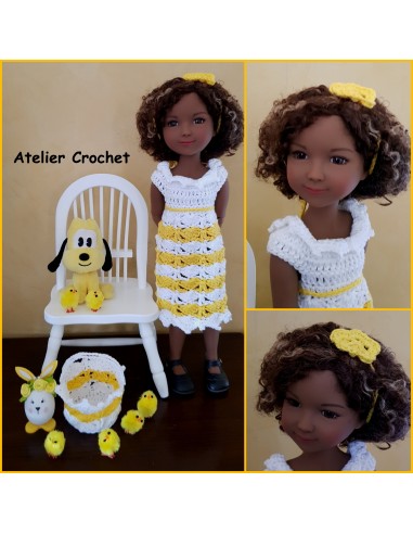 robe , bandeau et panier patron PDF de crochet pour poupée Ruby Red Fashion Friends