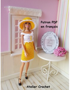 Robe et chapeau patron PDF de crochet pour poupée Barbie