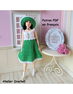 Robe et chapeau patron PDF de crochet pour poupée Barbie Curvy