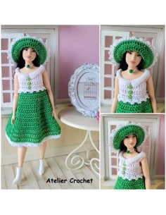 Robe et chapeau patron PDF de crochet pour poupée Barbie Curvy 2