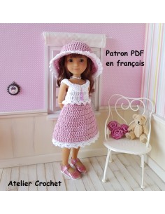Robe et chapeau patron PDF de crochet pour poupée Ruby Red Siblies