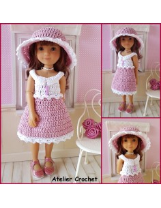 Robe et chapeau patron PDF de crochet pour poupée Ruby Red Siblies 2