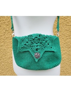 Sac vert fait à la main au crochet 2
