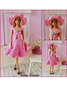 Robe et chapeau patron PDF de crochet pour poupée Barbie 2