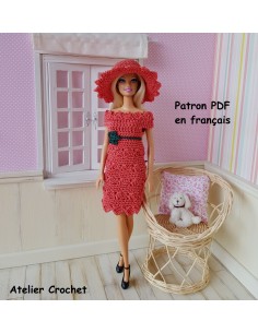 Robe et chapeau patron PDF de crochet pour poupée Barbie
