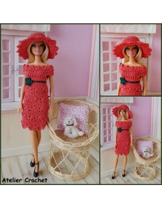 Robe et chapeau patron PDF de crochet pour poupée Barbie 2