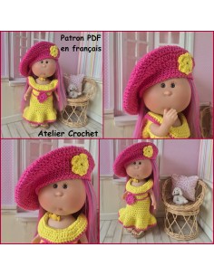Robe, ceinture et chapeau patron PDF de crochet pour poupée Little Mia Nines d'Onil