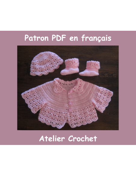 Gilet, bonnet et chaussons patron PDF de crochet pour bébé