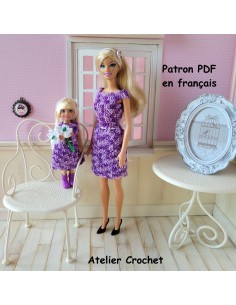 patron PDF d'un duo de tenues au crochet pour poupées Barbie et Chelsea