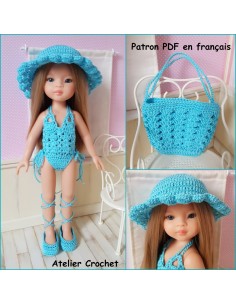maillot de bain, chapeau, sac et chaussures patron PDF de crochet pour poupée Paola Reina Las Amigas