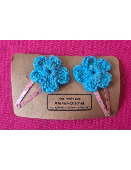barrettes fleurs au crochet